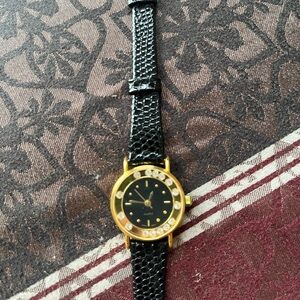 Avon Black and Gold Watch with Crystal Accents